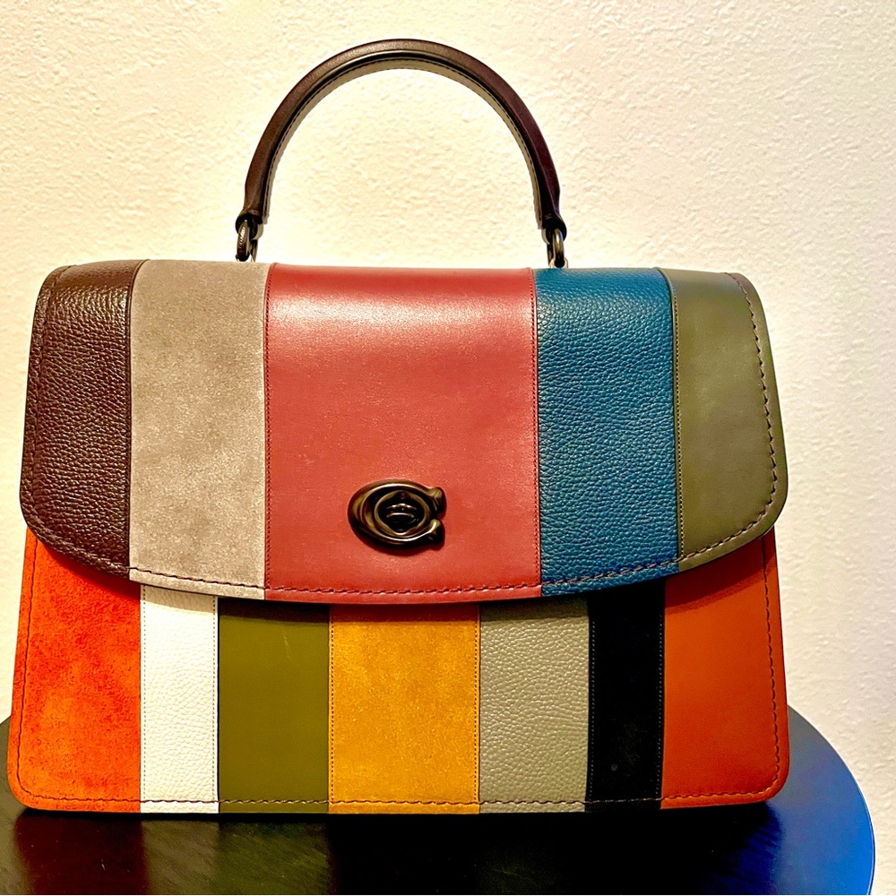 Coach Patchwork Stripe w/Oxblood lining. Rare & in Excellent Condition $250